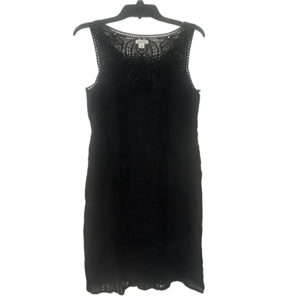 SUNDANCE Amira Black Lace Crochet Cotton Sleeveless Dress Size Small - Picture 2 of 13